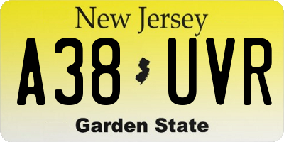 NJ license plate A38UVR