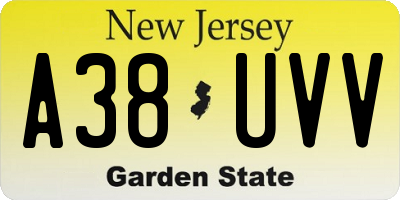 NJ license plate A38UVV