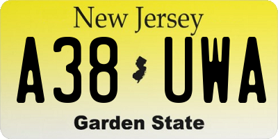 NJ license plate A38UWA
