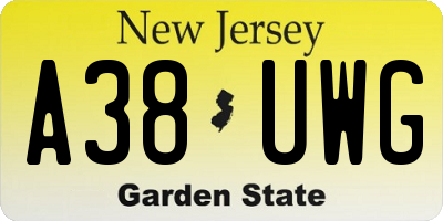 NJ license plate A38UWG