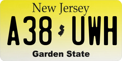 NJ license plate A38UWH