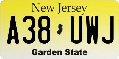NJ license plate A38UWJ