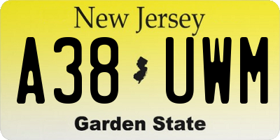 NJ license plate A38UWM