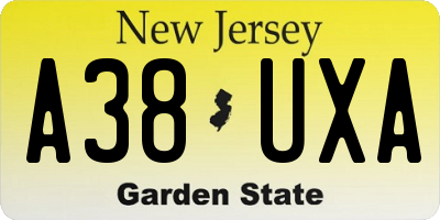 NJ license plate A38UXA