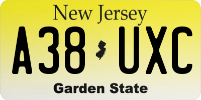 NJ license plate A38UXC