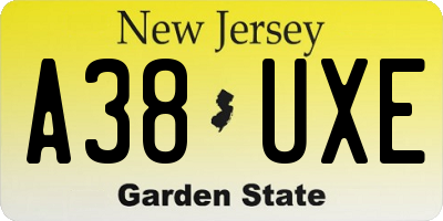 NJ license plate A38UXE