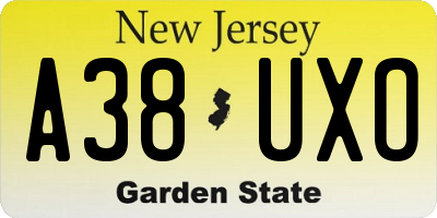 NJ license plate A38UXO