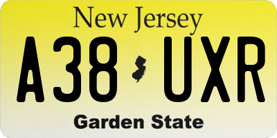 NJ license plate A38UXR