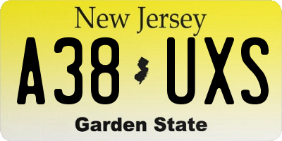 NJ license plate A38UXS