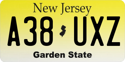 NJ license plate A38UXZ
