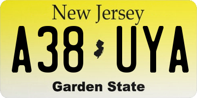 NJ license plate A38UYA
