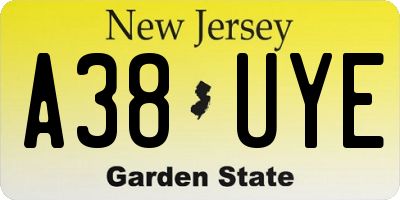 NJ license plate A38UYE