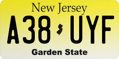 NJ license plate A38UYF