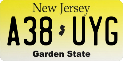 NJ license plate A38UYG