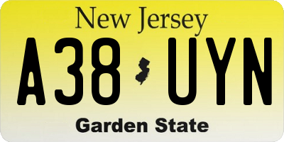 NJ license plate A38UYN
