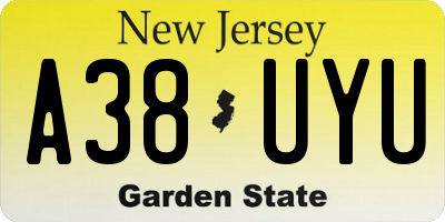 NJ license plate A38UYU