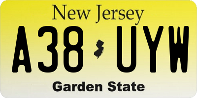 NJ license plate A38UYW