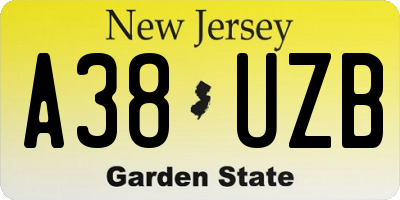 NJ license plate A38UZB