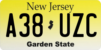 NJ license plate A38UZC