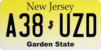 NJ license plate A38UZD