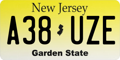 NJ license plate A38UZE