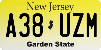 NJ license plate A38UZM