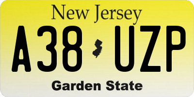 NJ license plate A38UZP