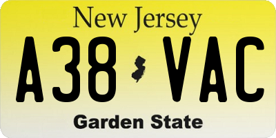 NJ license plate A38VAC