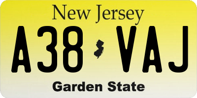 NJ license plate A38VAJ