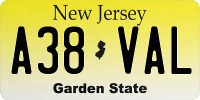 NJ license plate A38VAL