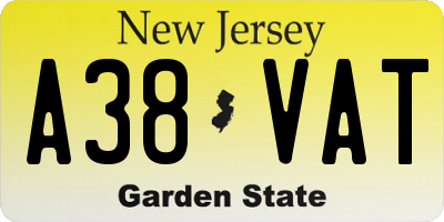 NJ license plate A38VAT