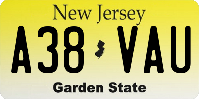 NJ license plate A38VAU