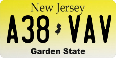 NJ license plate A38VAV