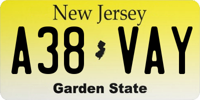 NJ license plate A38VAY