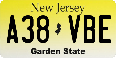 NJ license plate A38VBE