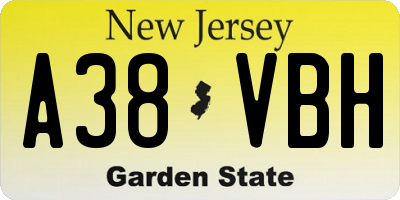 NJ license plate A38VBH