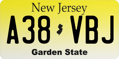 NJ license plate A38VBJ
