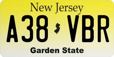 NJ license plate A38VBR