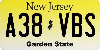 NJ license plate A38VBS