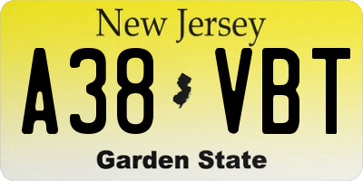 NJ license plate A38VBT