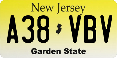 NJ license plate A38VBV