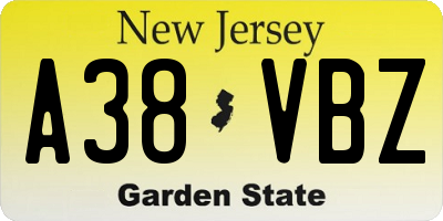 NJ license plate A38VBZ