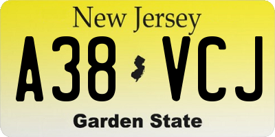 NJ license plate A38VCJ