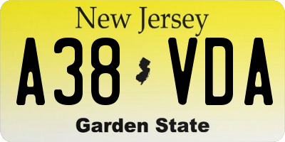 NJ license plate A38VDA