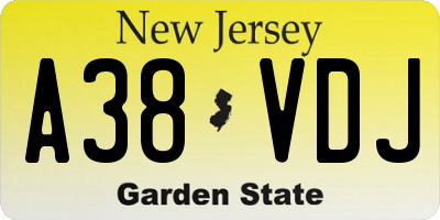 NJ license plate A38VDJ