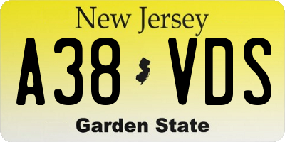 NJ license plate A38VDS