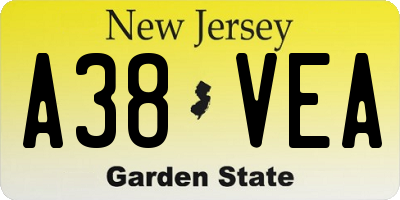 NJ license plate A38VEA