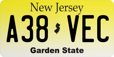 NJ license plate A38VEC