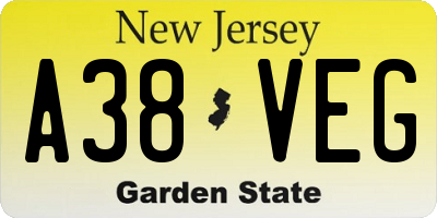 NJ license plate A38VEG