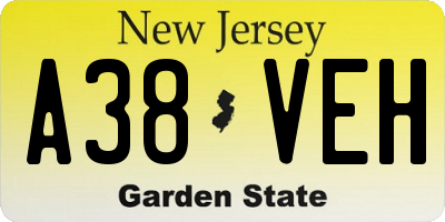 NJ license plate A38VEH
